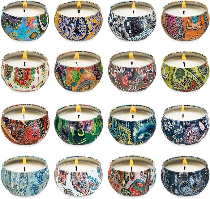 YOROXRG Set 16 Pack Scented Candles Gifts Soy Wax Travel Tin Jar Candles for Home 2.5 OZ Scented Candles for Mom for Christmas, Birthday, Thanksgiving, Mother's Day…