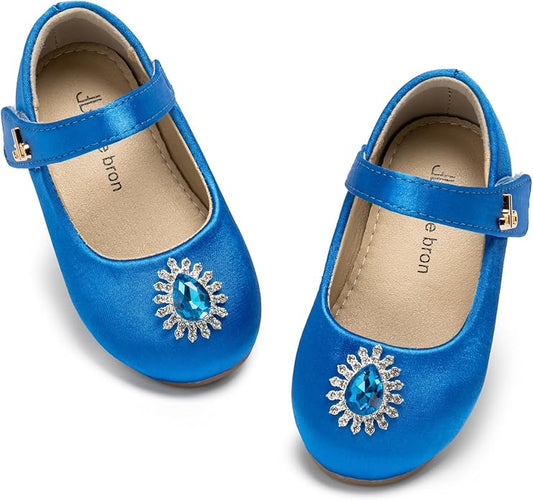 THEE BRON Mary Jane Ballet Flats - Girls' Dress Shoes with Hook & Loop Closure