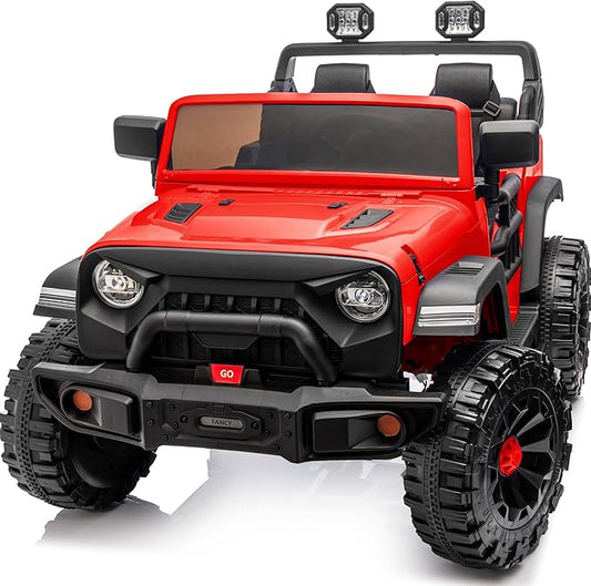 Outfunny 2 Seater Ride on Car Toy, 24V 4WD Electric Car for Kids 4-8 with Remote Control, 4x200W Motors, Capacity 150 lb - Red
