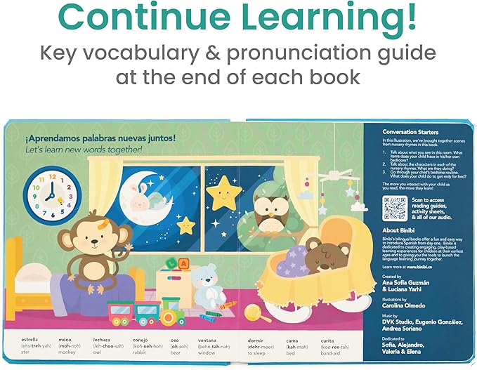 Binibi Spanish Musical Book for Toddlers 1-3 Estrellita ¿Dónde Estás? & Other Nursery Rhymes | Spanish Learning for Kids | Bilingual Children's Sound Book | Libro en español para bebés