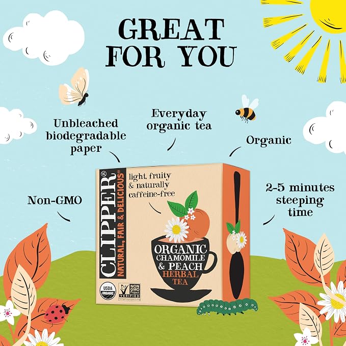 Clipper Organic Chamomile & Peach Tea Bags, 50 Bags