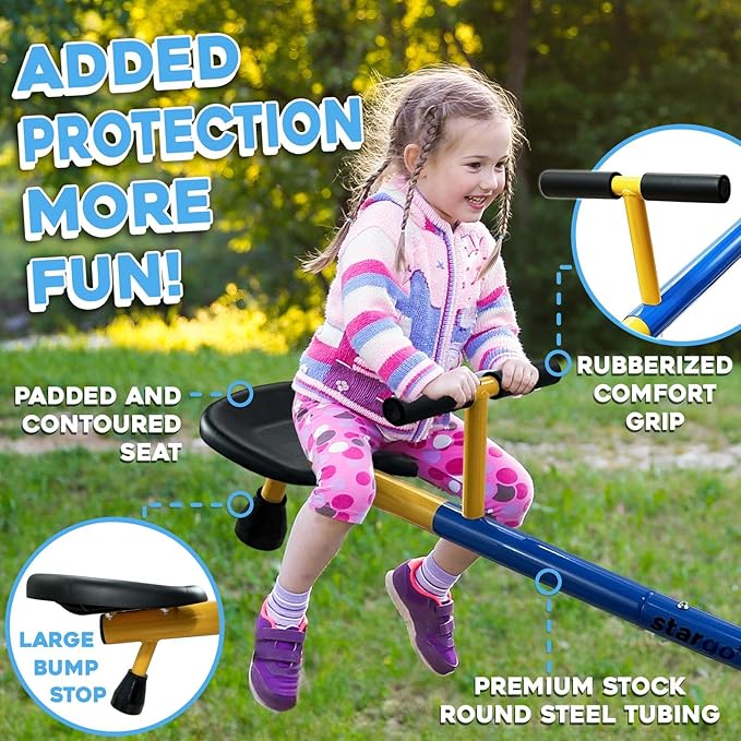Stargo Swivel Teeter Totter Indoor for Toddlers Age 2-5, 360 Seesaw Frame Expands for Kids Outdoors for Ages 4 5 6 7 8 9 10, Outside Toys Playground Equipment
