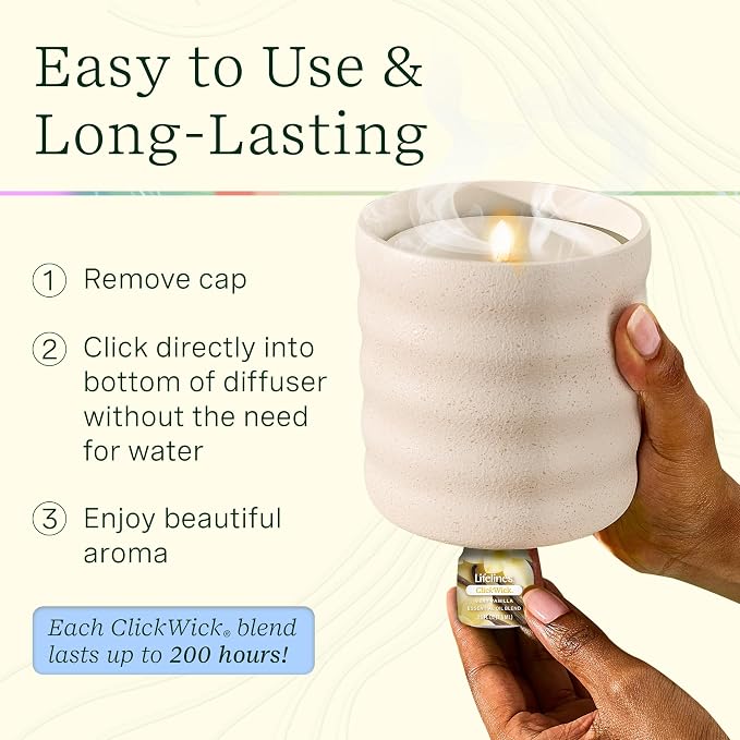 Lifelines ClickWick Essential Oil Blends for Lifelines Diffusers, 3-Pack Very Vanilla Set – Essential Oil Blend Refill for Candle, Plant & Shower Aromatherapy Diffuser – Fragrance for Diffusers