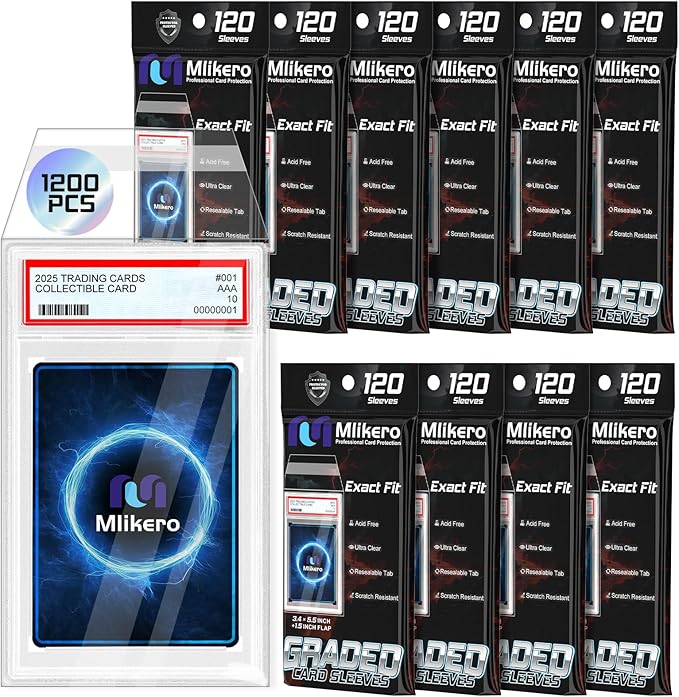 1200 Pack Graded Card Sleeves, Precise Fit Slab Sleeves, Acid-Free Resealable Slab Protector Compatible with PSA Graded Slabs