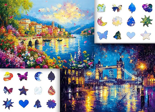 Puzzles for Adults 1000 Pieces, 2 Pack Unique Jigsaw Puzzle for Adults, Garden Town and Darkness Theme, Idea Family Games, Challenging Puzzles for Game Night