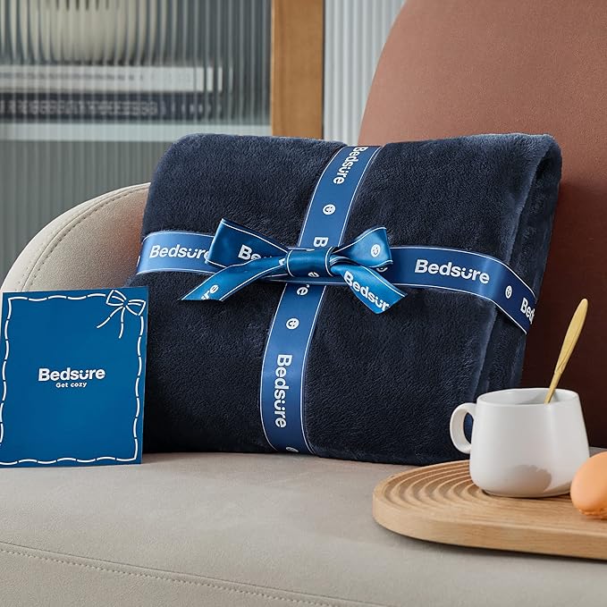 Bedsure GentleSoft Twin XL Fleece Blanket Dorm Bedding - Lightweight Soft Cozy Blankets for Bed, Sofa, Couch, Travel, Camping, Navy, 66"x90"