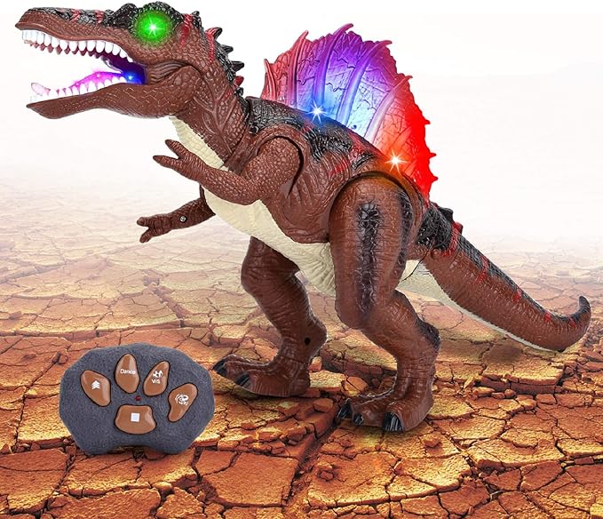 Remote Control Dinosaur Spinosaurus Toy, 20-inch Large Walking Robot Action Figure Dancing Dinosaur RC Toys with LED Light and Roaring Realistic Sounds for 3 4 5 6 7 8 9 Year Old Boys Girls Kids Gift