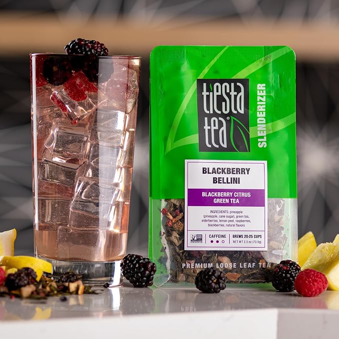 Tiesta Tea - Blackberry Bellini, Premium Loose Leaf Blend, Blackberry Citrus Green Tea, Medium Caffeinated, Refreshing Flavor, Hot or Iced, 20-25 Cups, 2.5oz Resealable Pouch