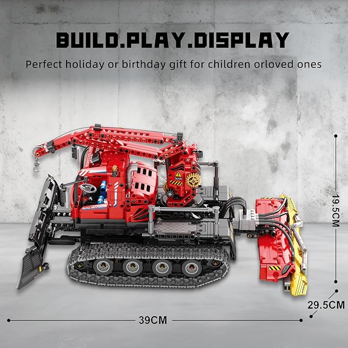 Technic Snow Blower Toys Blocks,2.4G RC Snowplow Truck MOC Building Set for Adults, Men,Collectible Home Decor
