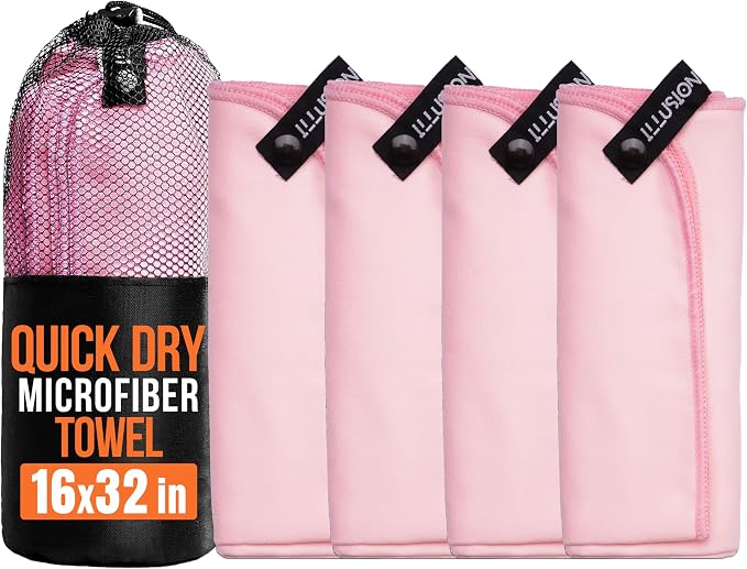 illusion Small Microfiber Gym Towels for Men and Women Active Sports (32" L x 16''W)-Lightweight Quick Dry Gym Towel for Sweat-Workout Towels Ideal for Yoga, Camping, Running, and Outdoor Activities