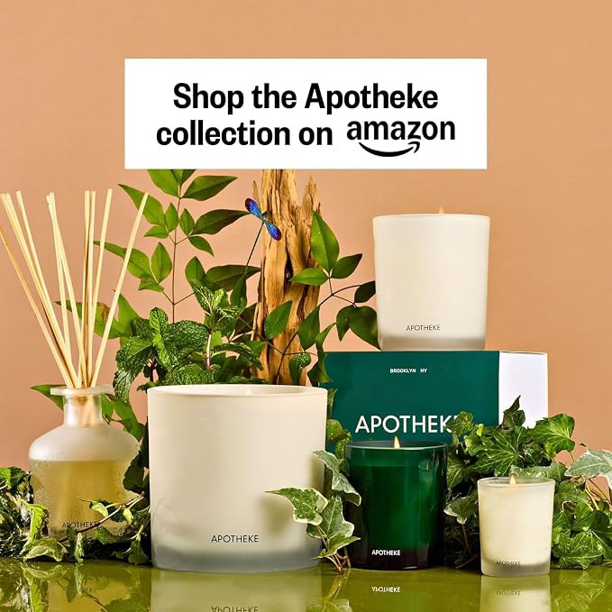 Apotheke 3-Wick Scented Candles for Home, Wild Mint & Ivy - 26 oz Soy Wax Jar Candle Gift for Women - Long-Lasting Fragrance with Perfume-Grade Essential Oils - Eucalyptus, Patchouli, Cedarwood & Rose