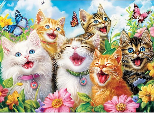 500 Piece Puzzles for Adults, Laughing Cats Large Piece Jigsaw Puzzle for Adults Seniors,Recycled Cardboard Puzzle 500 Piece,Family Activity Great Gift for Family Friends 20.5 * 15 in