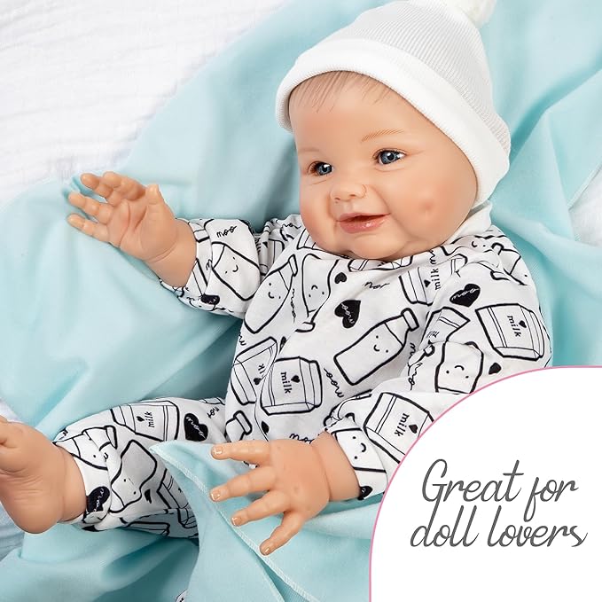 Paradise Galleries 22 Inch Realistic Reborn Baby Boy Doll with Soft Chunky Cheeks in Adorable Blue Outfit and Accessories – Big Boy