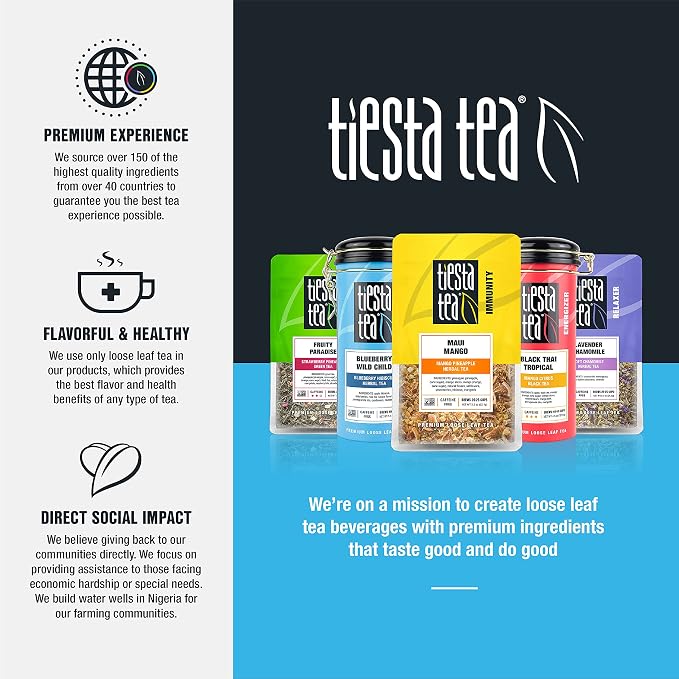 Tiesta Tea Loose Leaf Filters for Brewing, Disposable Infuser for Hot & Iced Drinks, Easy-Fill Steeper, Unbleached Paper, Single-Cup Infuser for Loose Leaves, 100 Empty Bags (6 pack)