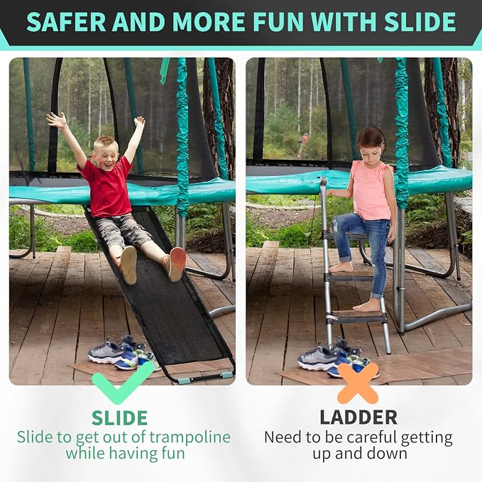 TANOSHII® Trampoline Slide Ladder with Handles, Universal Trampoline Ladder, Strong Tear Resistant Fabric, Universally Fit, Trampoline Accessories for Kids Toddlers Climb Up & Slide Down, 20"x60"