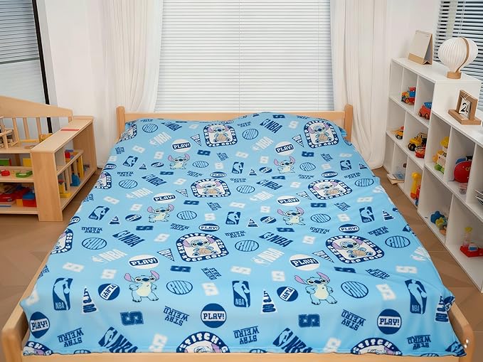 Northwest Disney Stitch Plush Throw Blanket, Oversized 62" x 90" Silk Touch Soft Fleece Blanket for Kids & Adults, Officially Licensed