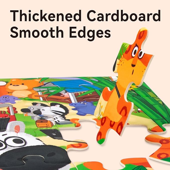 Dotimo 4-Pack Animal Puzzles for Toddlers 3-5 – Lion, Elephant, Giraffe & Monkey Progressive Learning Puzzles, 24/30/35/48 Piece Educational Games with Storage Box, Family Activities & Gifts