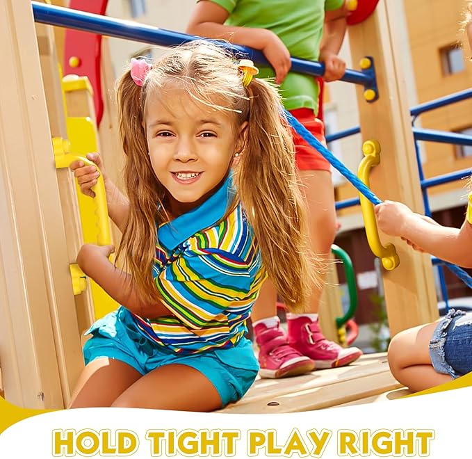 TOPNEW 4Pcs Kids Playground Safety Handles -Swing Set & Climbing Frame Hand Grips, Multi-Color Plastic Grab Bars for Outdoor Playhouse, Jungle Gym, Climbing Frame (Yellow)
