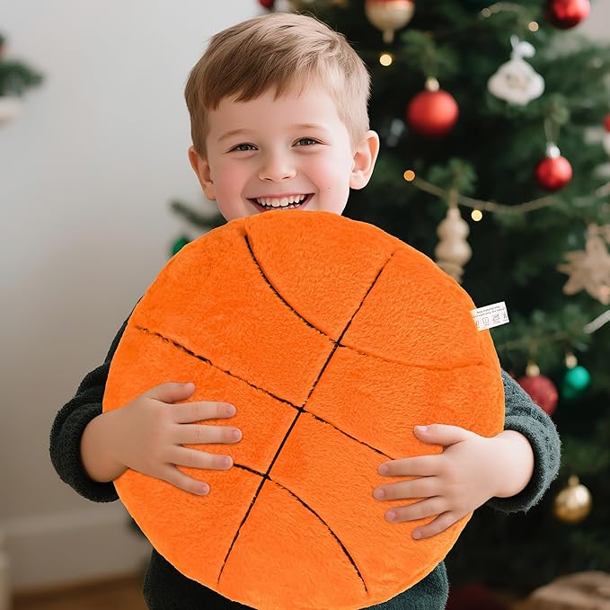 Wepop 18in Fluffy Basketball Plush Pillow, Soft Basketball Pillows, Sports Ball Plush Pillow Stuffed Toy Room Decoration and Gifts for Kids, Boys, Girls, Basketball Fans