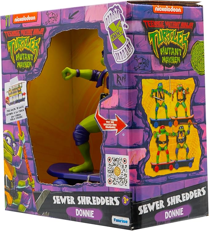 Teenage Mutant Ninja Turtles Toy, Donatello Sewer Shredder Pullback Skateboard, Mutant Mayhem TMNT Collectible Ninja Turtle, Ages 3+