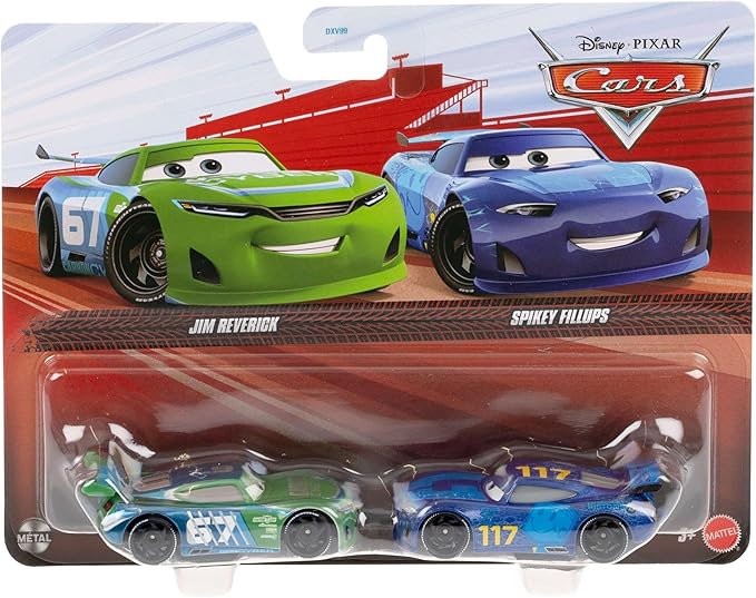 Mattel Disney Cars 2-Pack Carbon Cyber #67 Jim Reverick & Lil' Torquey Pistons #117 Spikey Fillups