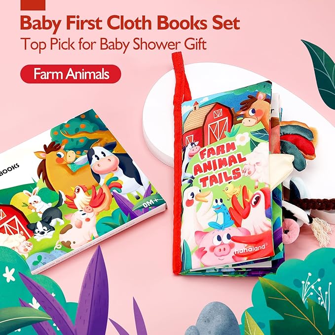 hahaland Baby Books 0-6 Months,Infant Tummy Time Toy Sensory Toys 6 to 12 Months Touch Feel Book Gifts for Boy Girl 0-3 Month Baby Shower Valentine Birthday Easter Basket Stuffers (Single)