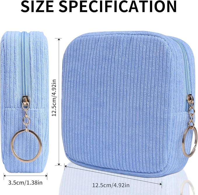 Sanitary Napkin Storage Bag, Preppy Corduroy Period Bag for School Teen Girls, Cute Portable Period Pouch with Zipper, Sanitary Pads Bag Tampons Holder for Purse, First Period for Women Ladies