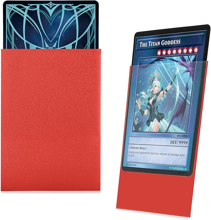 TitanShield (150 Sleeve/Red) Small Japanese Sized Trading Card Sleeves Deck Protector for Yu-Gi-Oh, Cardfight!! Vanguard & More