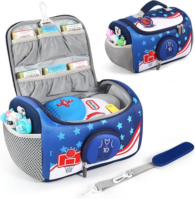 Carrying Case Compatible with Little Tikes for Story Dream Machine Books Starter Set, Portable Storage Bag with Handle and Shoulder Strap for Storytime, Storybook, Character Accessories (Basketball)