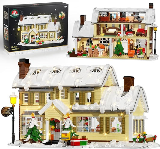 Christmas Holiday House Building Set, DIY Christmas Holiday Snow Village Building Toys, Christmas House Gifts for Kids, Boys, Girls, Family, and Friends（2069pcs）