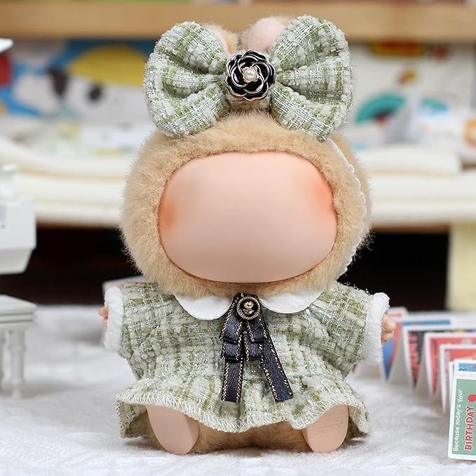 Clothes Fit for 17CM Doll, Fashion Doll Clothes Outfit Set Cute Theme Designer Toys Dress Accessories for Collector Fans Display (Green Tweed Jacket)