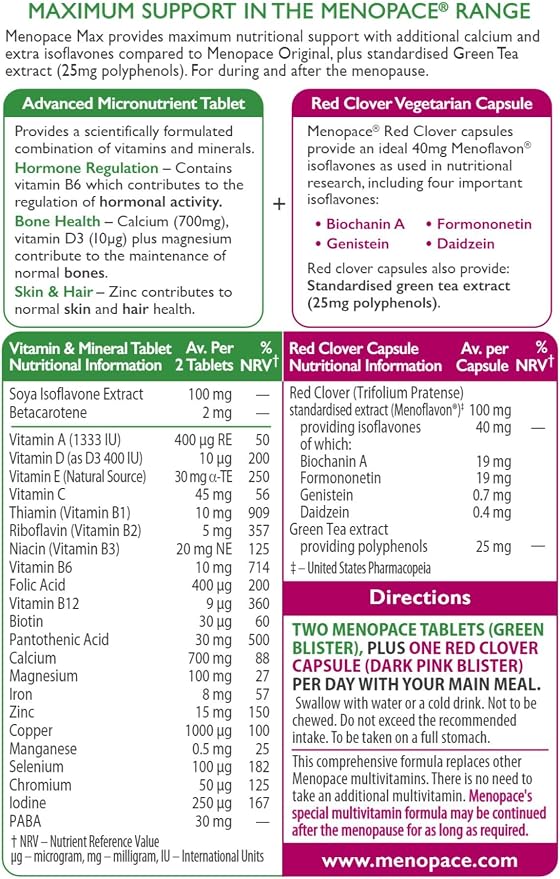 Menopace by Vitabiotics Max Capsules & Tablets x 84