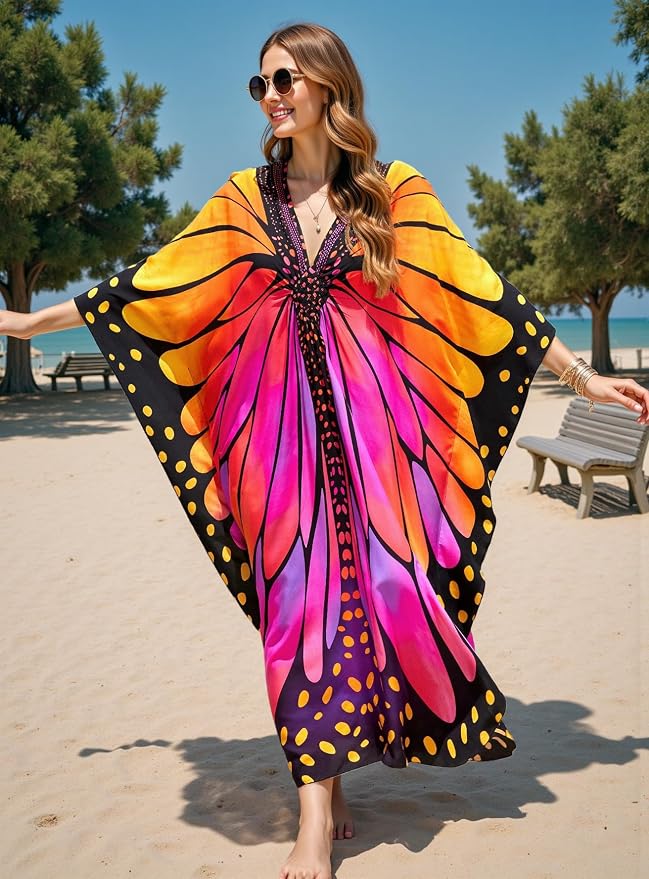 Mumu Dresses for Women Plus Size, Bohemian Kaftan Beach Cover Up Long Maxi Nightgown Soft Loungewear