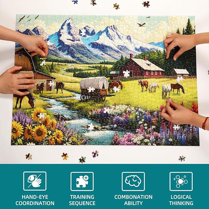 Sutinban 1000 Piece Puzzle for Adults,Snow Mountain Pastoral Jigsaw Puzzle 1000 Pieces,Serene and Simple Lifestyle Jigsaw Puzzles,Great Gift for Puzzle Lovers 27.5''X19.7''