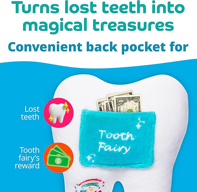 Tooth Fairy Pillow - Soft Plush Tooth Fairy Pillow with Pocket - Keepsake for Kids - Tooth Holder for Girls' Tooth Loss Joy
