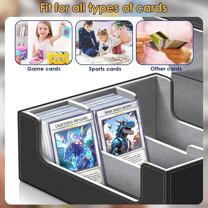 Homthy 1800+ Card Deck Case for Trading Cards, Leather Magnetic Closure Commander Card Storage Box Magic Card Protectors Fit for MTG TCG and Sport Cards