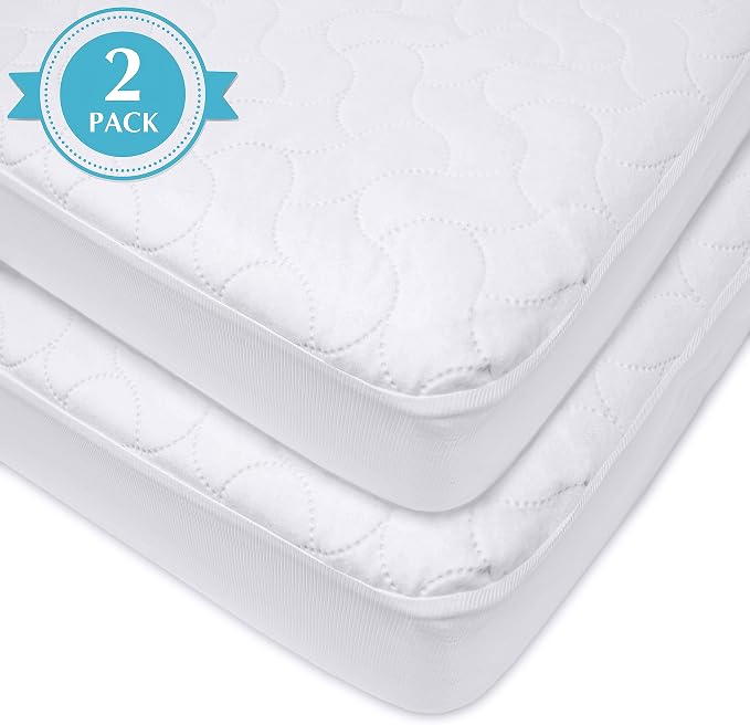 American Baby Company 2 Pack Waterproof Fitted Pack and Play Mattress Protector 39" x 27" - Quilted, Noiseless, Soft & Breathable Playpen and Pack n Play Mattress Cover