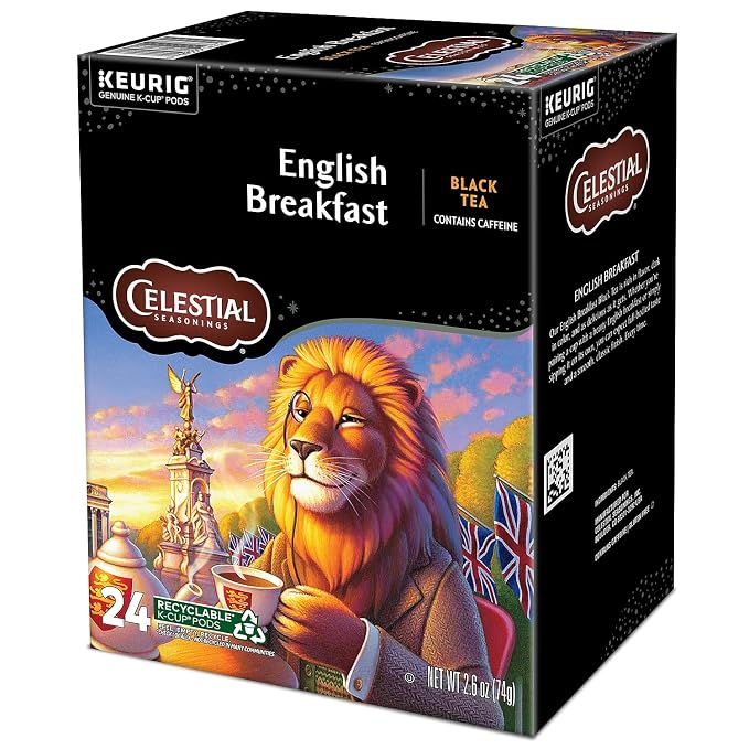 Celestial Seasonings English Breakfast Black Tea, Single-Serve Keurig K-Cup Pods, 24 Count
