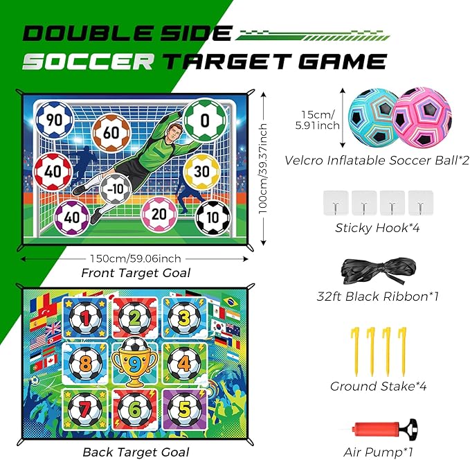 Trampoline Accessories Kit with Dart Board, Soccer Board, Basketball and Lights