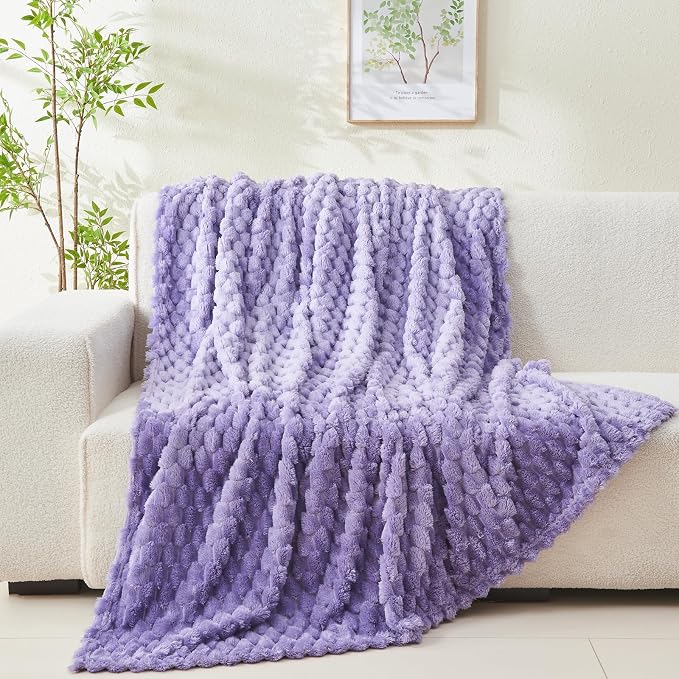 NEWCOSPLAY Fleece Clouds Cozy Throw Blanket for Couch, Lavender, 50"x60" | Premium Silky Flannel Blanket, Soft Lightweight Fluffy Throw Blanket for Bed Sofa Decor, Gift for All Season Use