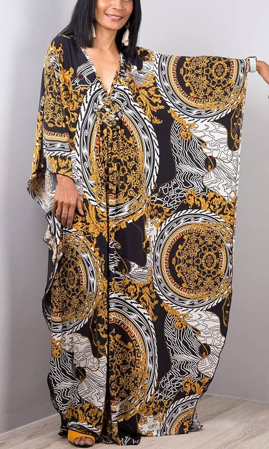 Venasha Womens Caftan Floral Print Kaftan Dress Short Sleeve Swimsuit Cover up Loungewear for Summer