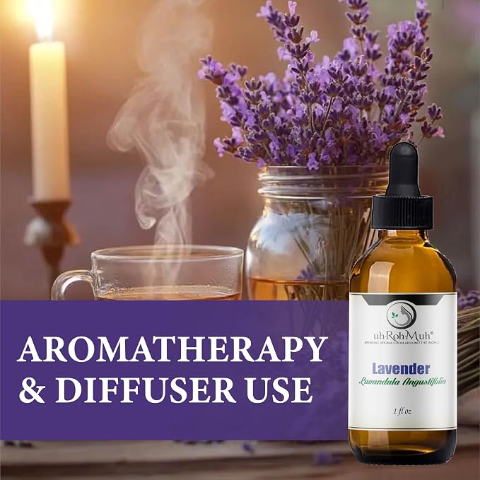 Organic Lavender Essential Oil - Steam Distilled Lavandula Angustifolia, Flower Oil, Premium Floral Aroma Middle Note Oil for Aromatherapy, Skincare, Haircare and DIY Cosmetic Formulations - 1 Fl oz