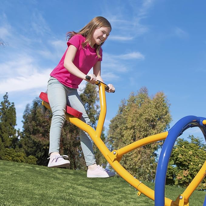 Indoor & Outdoor Playground Equipment Teeter Totters, 360 Spinning Seesaw, Swing Set for Children Exercises Age 3-12