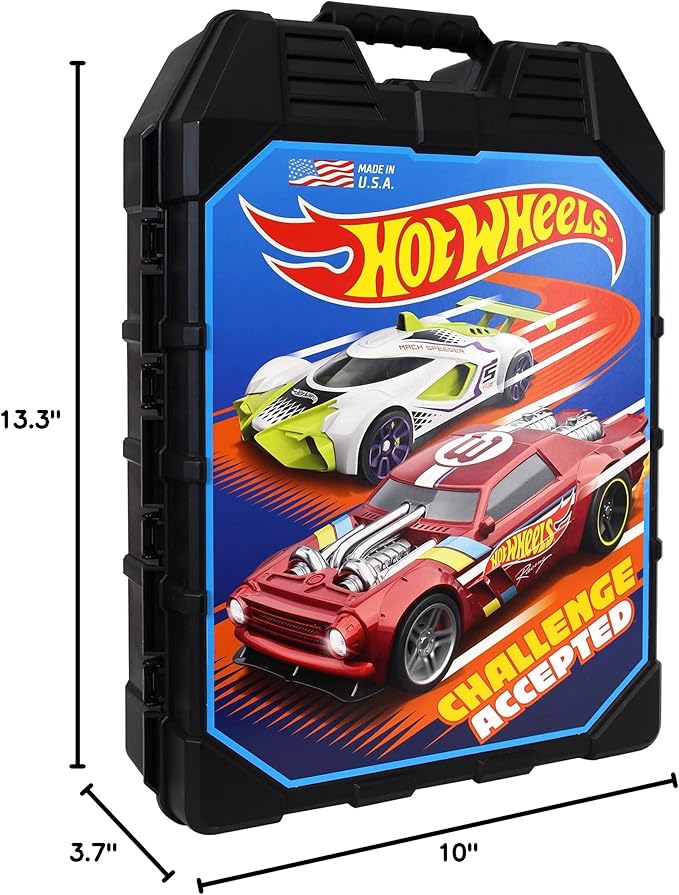 Tara Toys Hot Wheels 48-Car Storage Case – Durable Plastic Carrying Case with Handle for Die-Cast Toy Cars, Fits 1:64 Scale Vehicles, Organizer for Kids Travel & Display