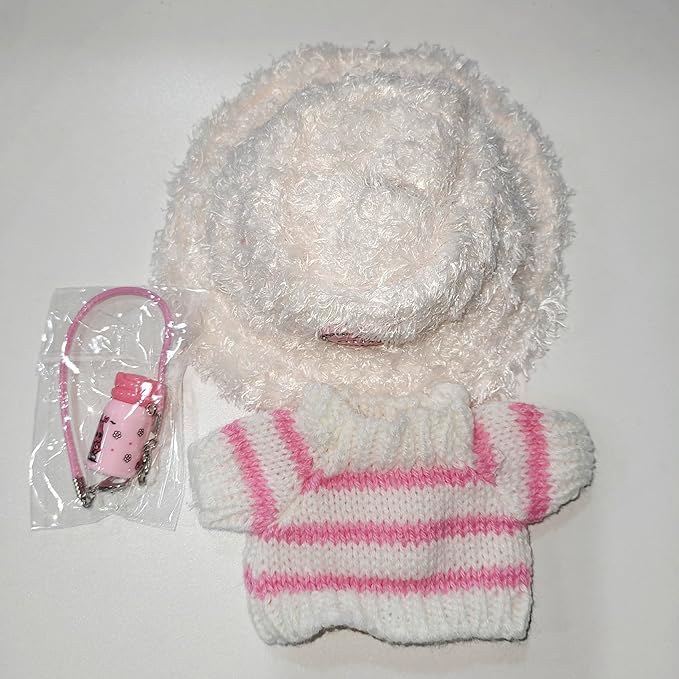 Doll Clothes Set with Hat, Skirt and Bottle for 17cm Dolls (Doll Not Included)