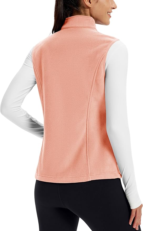 TACVASEN Women's Fleece Vest Lightweight Sleeveless Zip Jacket Outerwear | Soft Polar,Zipper Pockets,Stand Collar,Fall Winter Warm,Outdoor,Athletic,Running,Hiking,Travelling,Golf,Work