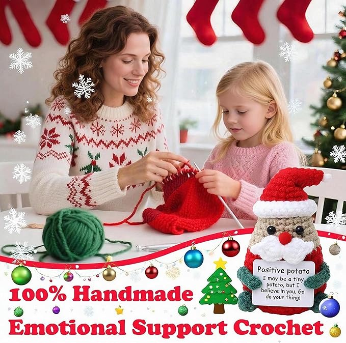 Christmas Positive Crochet, for Christmas Decorations Indoor Emotional Support Crochet,Santa Claus Dolls Gift for Home Decor,or Birthday for Women/Men