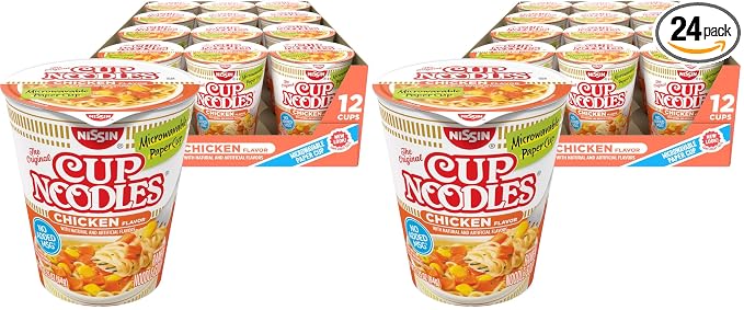Nissin, Cup Noodles Soup, Chicken Flavor, 2.25 oz (case of 12) (Pack of 2)