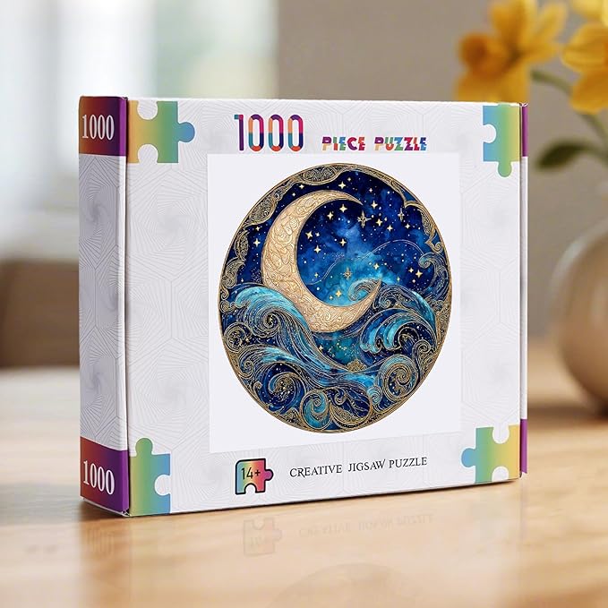 1000 Piece Puzzle for Adults - Waves Stars and Moon Jigsaw Puzzles - Impossible Hard Difficult Challenging Jigsaw Puzzle -Brain Teaser Adult Puzzles - Christmas Birthday Gifts for Women/Men