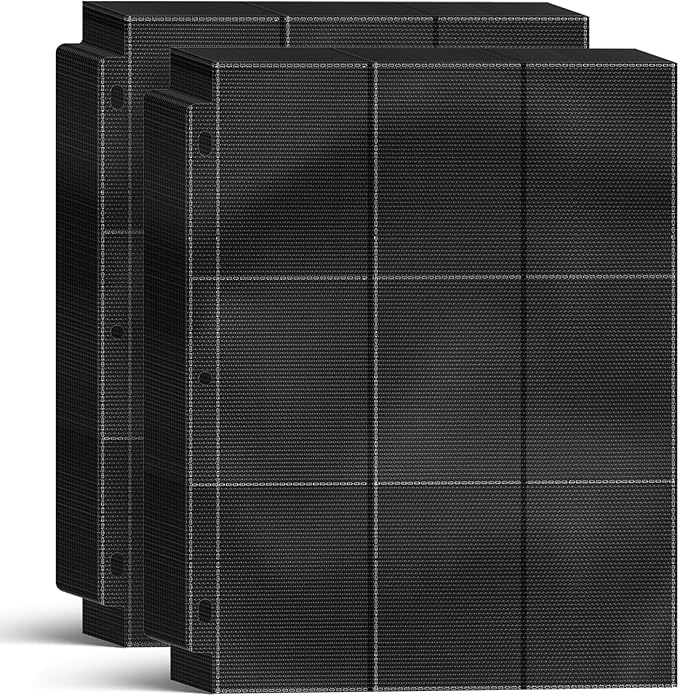 Trading Card Binder Sleeves, Baseball Holder Fit for Standard Size Sport Cards, 3 Ring Binder (Black)